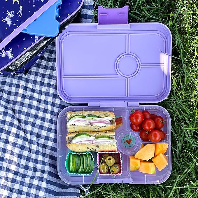 Yumbox Tapas (Seville Purple Rainbow) - Large Leakproof Bento Lunch Box for Adults/Kids, 4 Compartments - 4.2 Cups Capacity