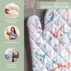Maison d' Hermine Oven Gloves 100% Cotton Oven Mitt 7" x 13" with Loop Heat Resistant, BBQ, Cooking Gloves, Baking, Grilling, Kitchen, Handling Hot Pans (Pack of 1, Enora)