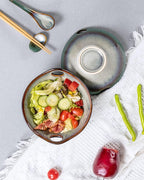 HENXFEN LEAD Japanese Ramen Noodle Bowl Set of 2-30 Oz Large Porcelain Salad Bowls with Chopsticks, Soup Spoons and Rests, Kitchen Serving Dishes for Pho, Udon - Reactive Green