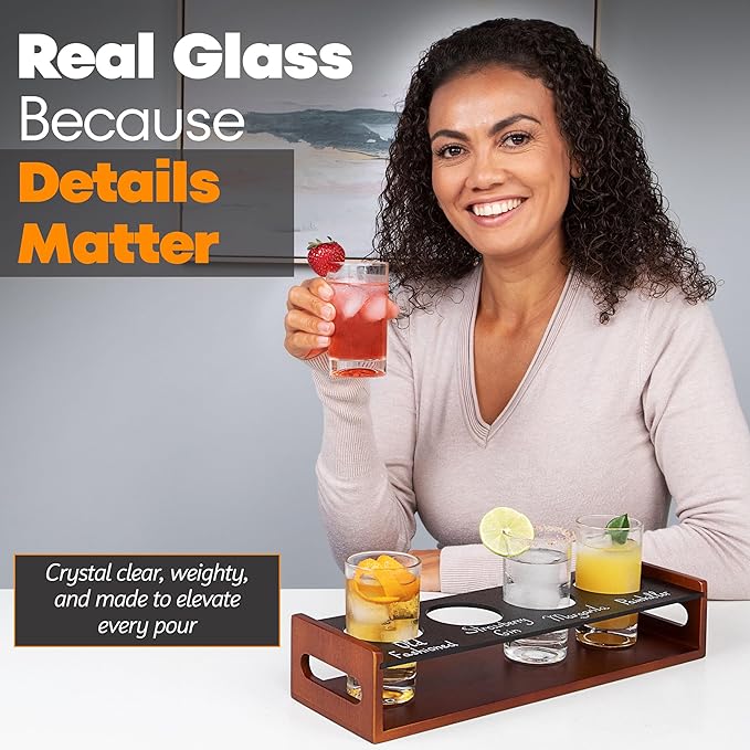 Flight Glasses Set of 4 – Small Glass Cups 5 OZ – Premium Small Drinking Glasses for Flight Board – Durable & Elegant Flight Glasses