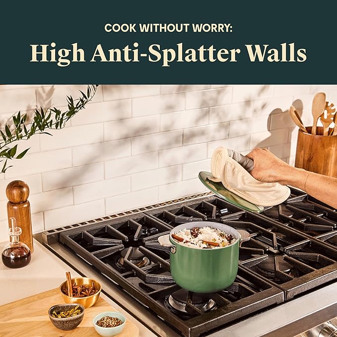 Caraway Petite Cooker - 2 Qt Ceramic Coated Pot - Free From Forever Chemicals - Perfect for Rice, Grains, or Sauces - Perracotta