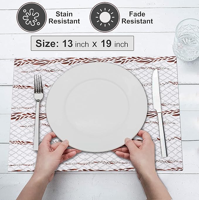 Ruvanti Placemats 100% Cotton 13x19 Inch, Dining Table Placemats Set of 6, Modern Place Mats for Dining Table Decor, Kitchen & Table Linens, Coffee Mat for Christmas Dinners - Wheatable