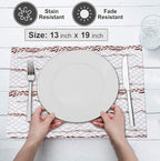 Ruvanti Placemats 100% Cotton 13x19 Inch, Dining Table Placemats Set of 6, Modern Place Mats for Dining Table Decor, Kitchen & Table Linens, Coffee Mat for Christmas Dinners - Wheatable