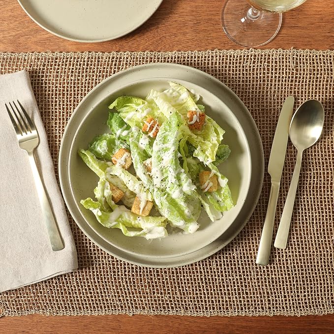 Gibson Elite Overbrook 16-Piece Pottery Clay Stoneware Dinnerware Set – White Reactive Glaze, Stackable Plates and Bowls w/Pasta Bowl, Service for 4 – Microwave & Dishwasher Safe