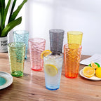 20-ounce Plastic Tumblers, Acrylic Drinking Glasses High-Balls, set of 6 Green Reusable Plastic Cups, Stackable, BPA-Free, Shatter-Proof, Dishwasher-Safe