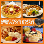 Baker’s Friend Double Belgian Waffle Maker Thick, 2 X 6” Round Waffle Maker, Belgium Waffle Iron, Waflera Electrica with Non-stick Plates, 1200W, Perfect for Kids & Family Breakfast, Graphite