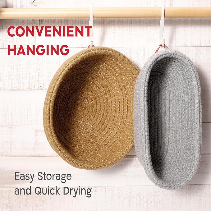 Cotton Rope Banneton Bread Proofing Basket Set, Oval & Round Bread Baskets with Liners & Covers for Artisan Bread Baking, Sourdough Bread Baking Supplies