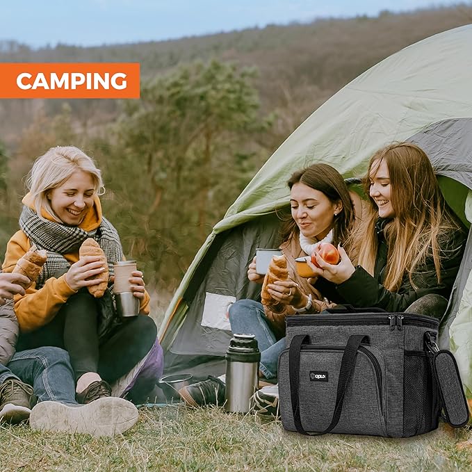 OPUX Soft Cooler Bag, Insulated Collapsible Lunch Cooler Tote for Men Work Camping Beach Travel, Portable Soft Sided Leakproof Waterproof Large Lunch Bag Box with Shoulder Strap 30 Cans, Charcoal Gray