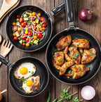 Utopia Kitchen Nonstick Cookware 3 Piece Omelette Pan Skillet Set, Nonstick Frying Pans with Induction Bottom, 8, 9.5 & 11 Inches Frying Pans with Bakelite Handles, PFOA Free, Grey