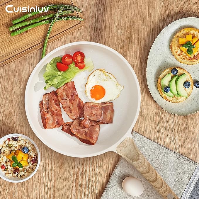 13-Piece Nonstick Pots and Pans Set – Granite Stone Kitchen Cookware Set, PFOA-Free – Includes Frying Pans, Saucepans, Sauté Pan – Induction Compatible, White