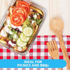 MontoPack Disposable Takeout Pans with Clear Lids | 5lb Capacity Aluminum Foil Food Containers with Seal for Freshness | Eco-Friendly & Recyclable | 25-Pack 6.5x9.5” Drip Pans