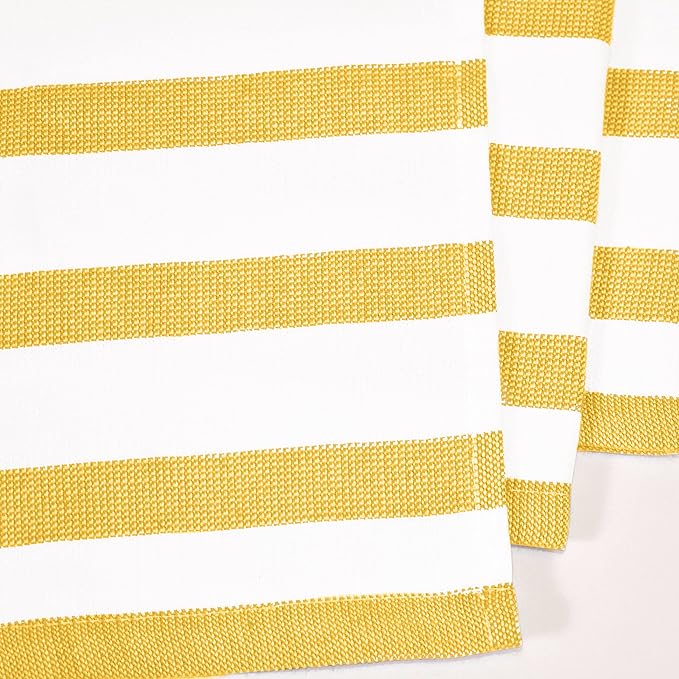Realm 100% Cotton Stripe Pattern Kitchen Dish Cloths | Ochri Yellow 13" x 13" Inch Soft, Plush & Absorbent Quick Drying Dish Towels (6 Pack)