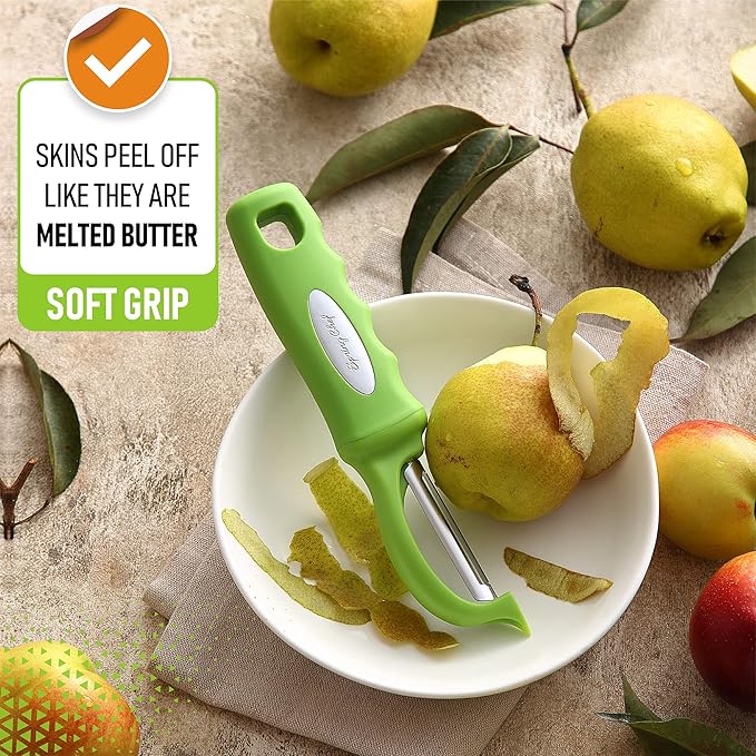 Spring Chef Premium Swivel Vegetable Peeler, Soft Grip Handle and Ultra Sharp Stainless Steel Blades - Perfect Kitchen Peeler For Veggie, Fruit, Potato, Carrot, Apple - Green