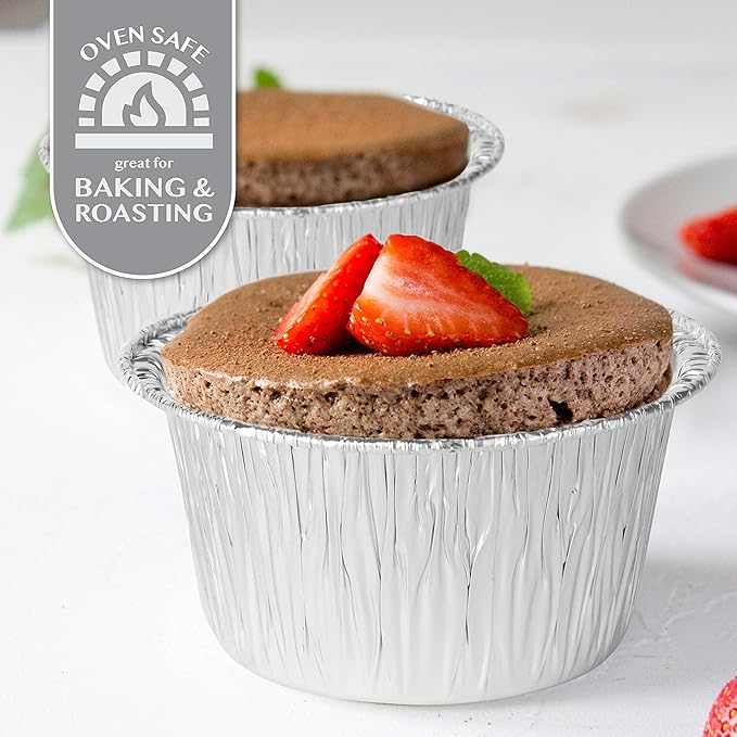 PLASTICPRO 4.5'' Inch Round Tin Foil Pans Disposable Aluminum, Freezer & Oven Safe Pack of 20