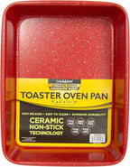 casaWare 3pc Ultimate Series Commercial Weight Toaster Oven Bakeware Set (Red Granite)