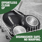 Granitestone 3pc Non Stick Frying Pans Set, 8,10,12 inch Ceramic Frying Pan Skillet Set, Non Toxic Frying pans Nonstick for Cooking, Induction Ready, PFAS & PFOA Free, Oven & Dishwasher Safe - Black