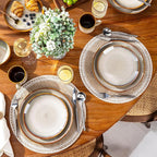 LERATIO Ceramic Dinnerware Sets for 4,16-Piece Reactive Glaze Plates and Bowls Set with Mugs,Highly Chip and Crack Resistant | Dishwasher,Microwave & Oven Safe Dishes set-Kahki