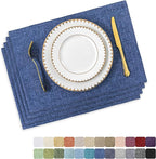 Home Brilliant Set of 4 Placemats Blue Placemats Heat Resistant Dining Table Place Mats Kitchen Table Mats, Navy Blue