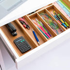 Bamboo Expandable Drawer Organizer for Utensils - Adjustable Cutlery Tray with Dividers for Silverware, Flatware, and Knives in Kitchen, Bedroom, or Living Room Storage