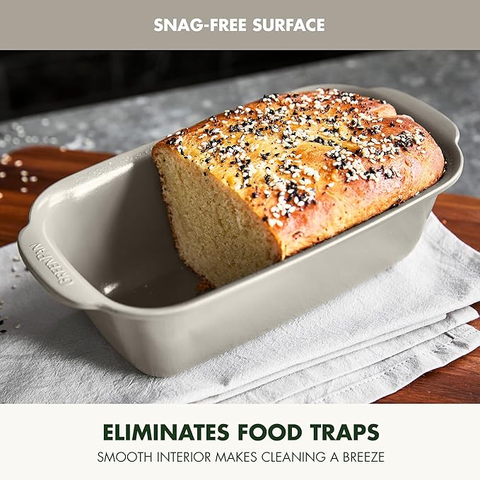 GreenPan Premiere Ovenware Healthy Ceramic Nonstick 1 lb. Loaf Baking Pan, PFAS-Free, Warp-Free Bakeware, Durable Quick Heating, Oven & Broiler Safe to 600F, Dishwasher Safe, Taupe
