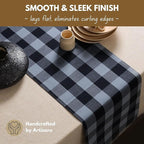 Native Fab Table Runner Buffalo Check Plaid 100% Cotton - 13x108 Inches Kitchen Dining Table Decoration for Indoor Outdoor Farmhouse Home Party Decor - Black, Grey