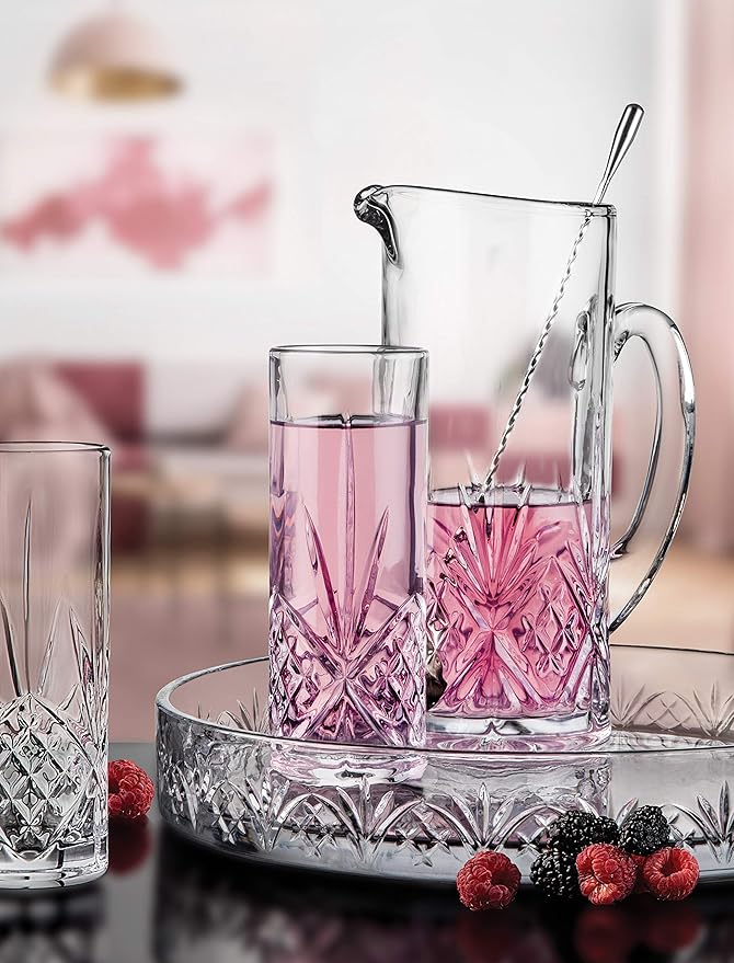 Godinger Beverage Pitcher Carafe, Cocktail Pitcher, Water Pitcher, Bar Mixing Pitcher Glass - Dublin Collection, 34oz