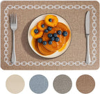 Placemats Set of 4, Heat Resistant & Waterproof Table Mats for Dining, Non Slip Scratch Proof Place Mats for Kitchen, Easy to Clean - Outdoor,Indoor Use（17x12 Inch）