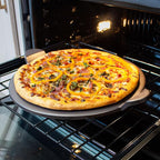 Old Stone Pizza Kitchen Glazed Round Pizza Stone with Handles for Oven and Grill, 15 inch