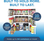 Spicy Shelf with 20 Jars of Spices inclded - Expandable Spice Rack and Stackable Cabinet & Pantry Organizer - Cabinet Spice Racks for inside Cabinets