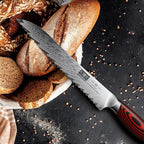 Bread Knife,8 Inch Serrated Bread Knife Ultra Sharp Damascus Steel Bread Kitchen Knife, Professional Bread Knife for Homemade Bread