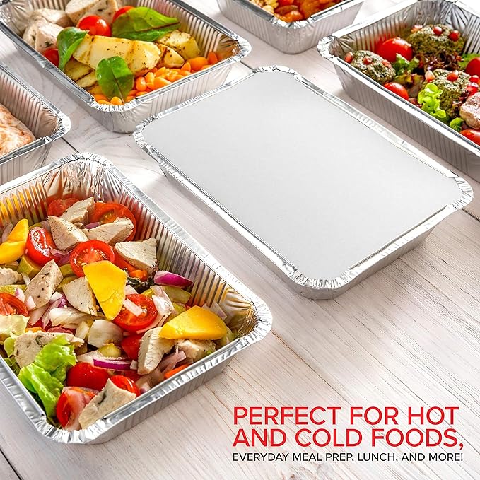 Stock Your Home 2 Lb Aluminum Pans with Lids (25 Pack) - Disposable & Recyclable Takeout Trays with Lids - To Go Containers for Restaurants, Catering, Delis