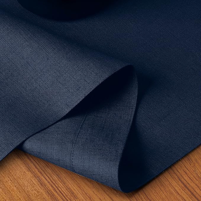 D'Moksha Homes Linen Navy Blue Table Runner 84 Inches Long - 100% Pure Linen 14 x 84 Inch Table Runner for Dining, Summer, Fall and Halloween - Machine Washable