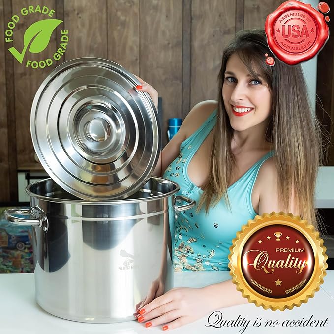 Supa Ant 20 Qt. Stainless Steel Water Bath Canning Pot with Canning Supplies Starter Kit - Food Grade Canning Ladle, Measuring Cups,Funnel,Tongs,Jar Lifter& Wrench,Lid Lifter,Bubble Popper, 90x Labels