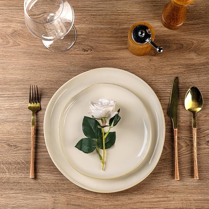 AmorArc Ceramic Dinnerware Sets,Handmade Reactive Glaze Stoneware Plates and Bowls Sets,Highly Scratch Resistant | Dishwasher & Microwave Safe Dishes Set,Service for 4 (12pc)