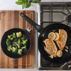 Oster SmartHandle 2-Piece Fry Pan Set, 11-Inch & 9-Inch Nonstick Skillets with Removable Handle – Oven & Dishwasher Safe, Space-Saving Cookware