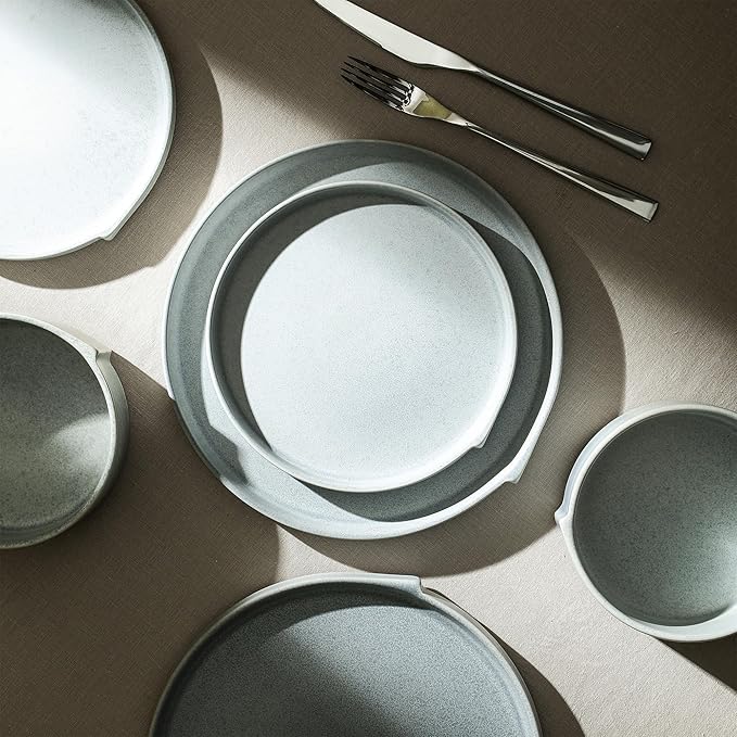 Stone Lain Bao 4-Piece Salad Plate Set Stoneware, Blue-Grey