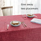 Waterproof Cotton Linen Tablecloths Rectangle Dining Table Cloth, Wipe Clean Indoor & Outdoor Table Cover for Buffet Party and Banquets, Wrinkle Resistant（54"x70"） Wine