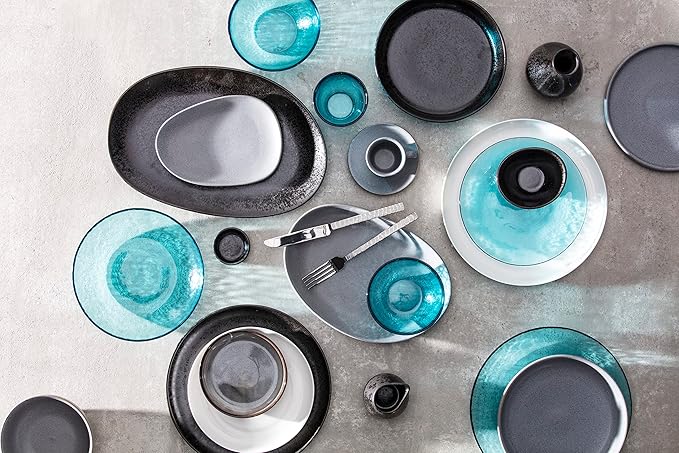 Fortessa Los Cabos Glass Dinnerware Collection, Dinner Plate (Set of 4), 10.5 Inch, Lagoon Blue