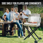 BBQ Gas Grill 3-Burner with Foldable Cart & Side Table, Portable Propane Grill with Lid for Outdoor Patio Backyard Barbecue Camping Tailgating RV Trip, Stainless Steel, GS308