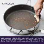 Circulon C1 Series Clad Stainless Steel with ScratchDefense Technology Cookware Nonstick Induction Saute Pan with Lid and Helper Handle, Metal Utensil Safe, 5 Quart - Polished Stainless Steel