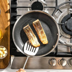 DELUXE Hybrid Ceramic Nonstick 5-Piece Fry Pan Set,8,10,12 Inch Frying Pans with Tempered Glass Lids,Stay-Cool Handles, Dishwasher Safe, Works on All Stovetops (Induction, Gas, Electric)