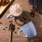 GBHOME Ceramic Coffee Mugs Set of 6, 12oz Stoneware Coffee Mugs Set For Dad Mom Women MEN, Light Weight Ceramic Coffee Cups for Latte/Tea/Beer/Hot Cocoa, Dishwasher & Microwave Safe-Brunnera Blue