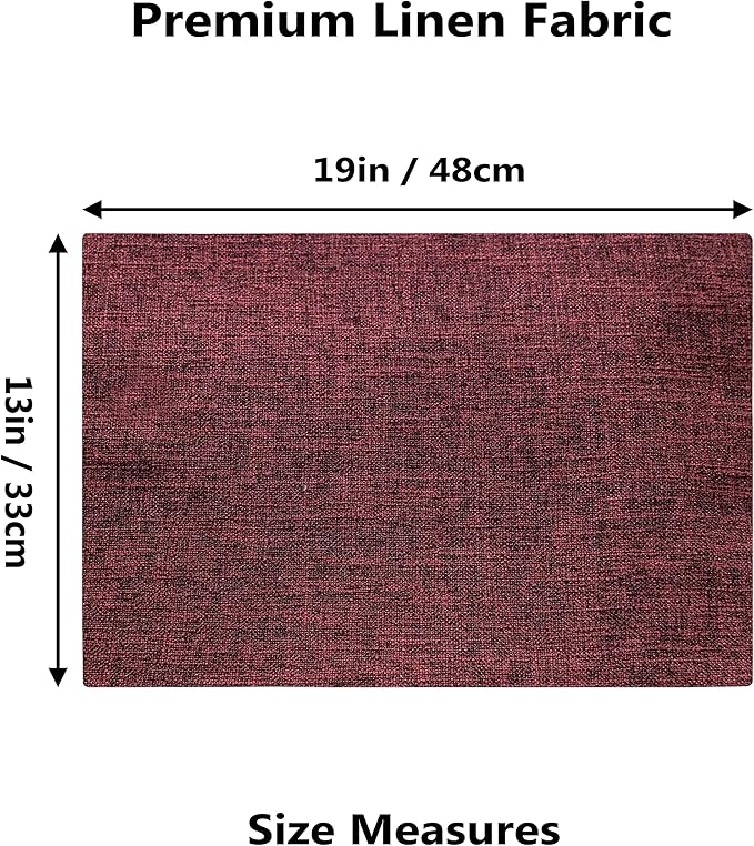 Home Brilliant Red Placemats Set of 4 Cloth Placemat for Holiday Heat Resistant Dining Table Mats Kitchen Washable Place Mats, Wine Red