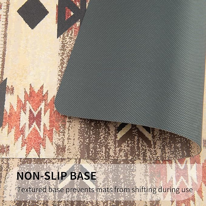 QIYI Placemats Set of 6, 12x18 Inch PU Leather Place Mats for Kitchen Dinning, Heat Resistant Anti Slip Brown Table Mats, Waterproof Wipeable Washable Placemat Party Table Décor, Geometric Motifs