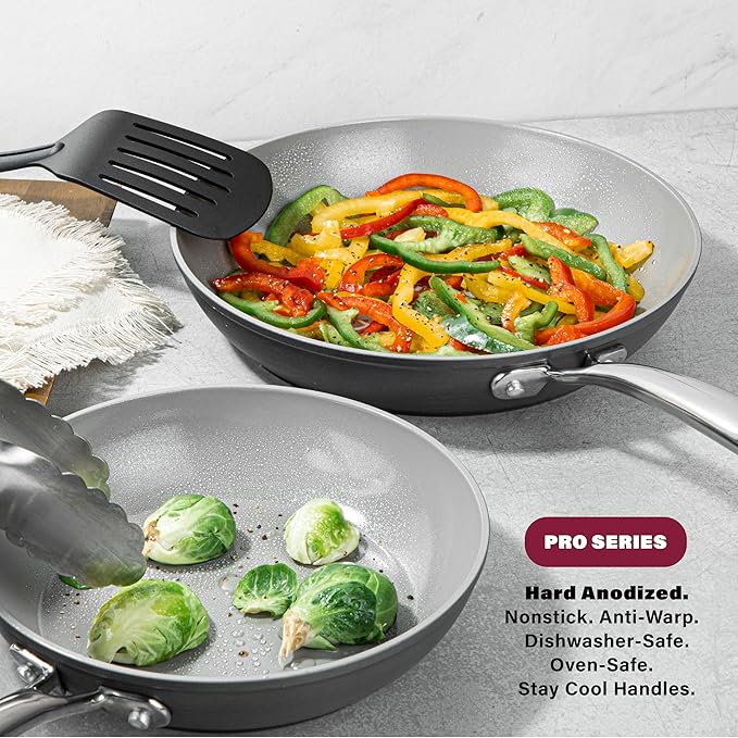 Granitestone Pro 13pcs Pots and Pans Set Non Stick Ceramic Cookware Set with 5 Utensils, Premium Chef Quality Hard Anodized Exterior with Diamond and Mineral Coating, Oven and Dishwasher Safe