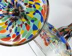 16 oz Hand Blown Mexican Margarita Glasses Set of 2 - Confetti