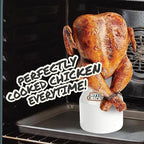 Ceramic Beer Can Roaster with 4 Steam Holes for More Flavor-Fat Boy Sittin' Chicken Marinade BBQ Cooker- Extra Wide Base Holds Full Chicken-Great for Xmas Meal Prep & Holiday Parties-Grill & Oven Safe