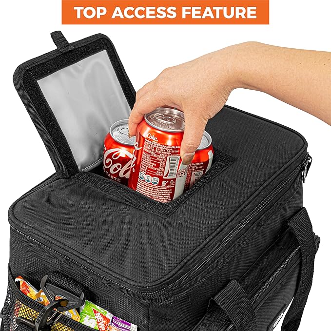 OPUX Soft Cooler Bag, Insulated Collapsible Lunch Cooler Tote for Men Work Camping Beach Travel, Portable Soft Sided Leakproof Waterproof Large Lunch Bag Box with Shoulder Strap 30 Cans, Black