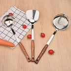 FJNATINH 3Pack Stainless Steel Wok Utensils, Heat-Resistant Wok Spatula and Stainless Steel Ladle Spoon and Kitchen Skimmer for Serving, Turning, Cooking, Soup, Draining