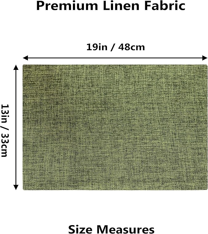 Home Brilliant Linen Cloth Placemats Set of 8 Heat Resistant Dining Table Place Mats Table Mat Kitchen for Wedding Holiday Parties Decor, Green
